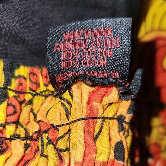 Aller Simplement Black Orange Vibrant Floral Bohemian Pants Women 1X Cotton - Picture 4 of 11